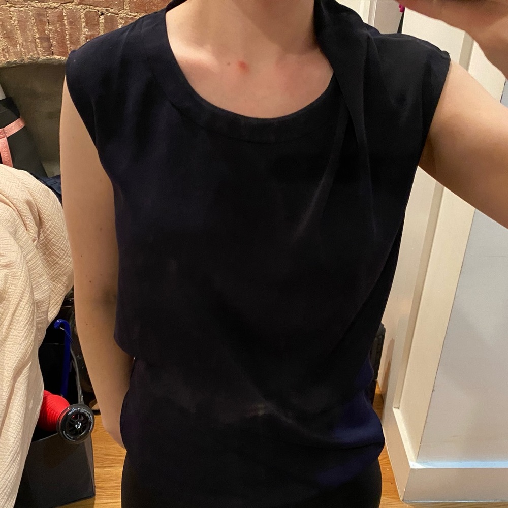 Allsaints navy satin top, size 0